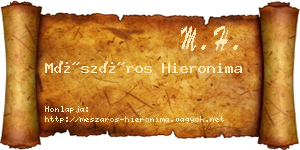 Mészáros Hieronima névjegykártya
